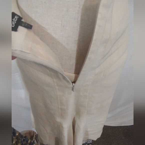 Bebe Skirt +Top Set, Jeweled, Warm Beige, Asymmetrical Hem, open back, S - Picture 13 of 13